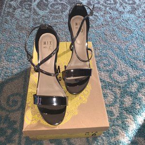 MIX NO. 6 STRAPPY OPEN TOE SANDALS 4" - PEWTER